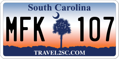 SC license plate MFK107