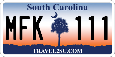 SC license plate MFK111