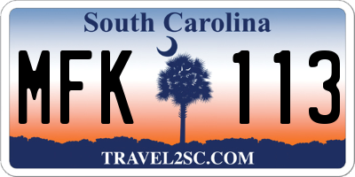 SC license plate MFK113