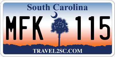 SC license plate MFK115