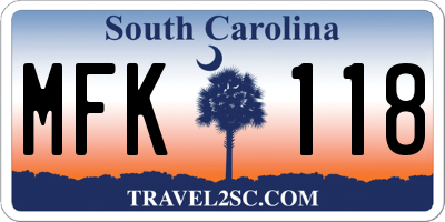 SC license plate MFK118