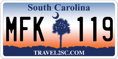 SC license plate MFK119