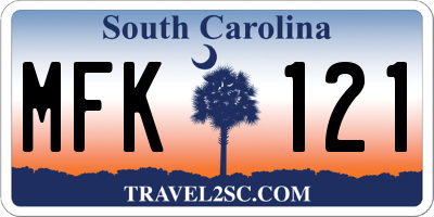 SC license plate MFK121