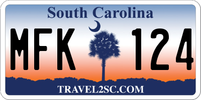 SC license plate MFK124