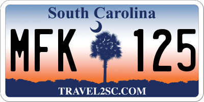SC license plate MFK125