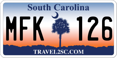 SC license plate MFK126