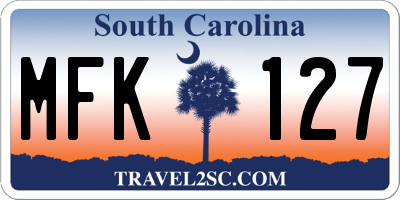SC license plate MFK127