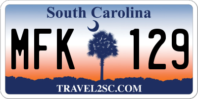 SC license plate MFK129