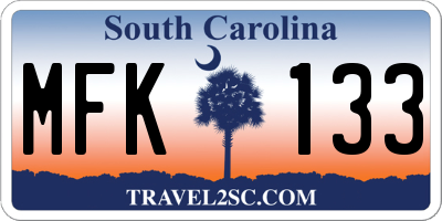 SC license plate MFK133