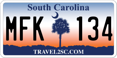 SC license plate MFK134