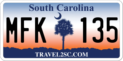 SC license plate MFK135