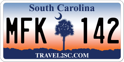 SC license plate MFK142