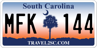 SC license plate MFK144
