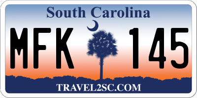 SC license plate MFK145