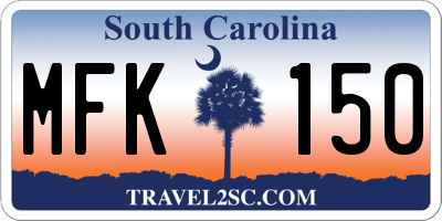 SC license plate MFK150