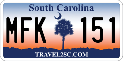 SC license plate MFK151