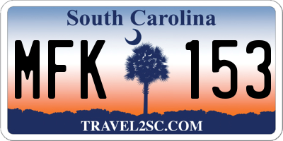 SC license plate MFK153