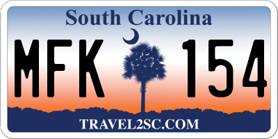 SC license plate MFK154