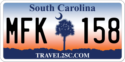 SC license plate MFK158