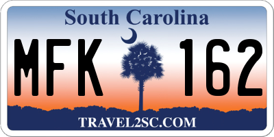 SC license plate MFK162