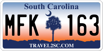 SC license plate MFK163