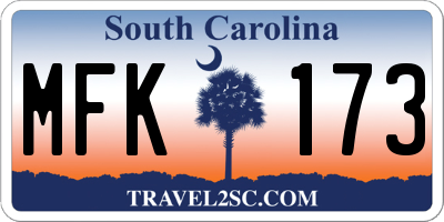 SC license plate MFK173