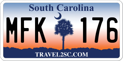 SC license plate MFK176