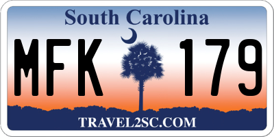 SC license plate MFK179