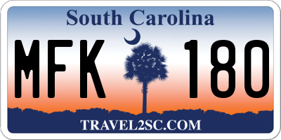SC license plate MFK180