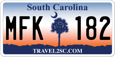 SC license plate MFK182