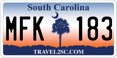 SC license plate MFK183