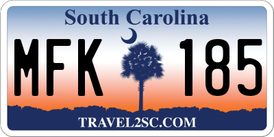 SC license plate MFK185