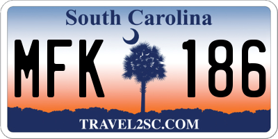 SC license plate MFK186