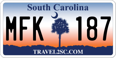 SC license plate MFK187