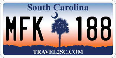 SC license plate MFK188
