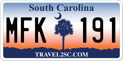 SC license plate MFK191