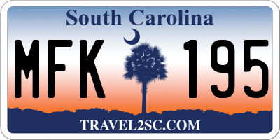 SC license plate MFK195