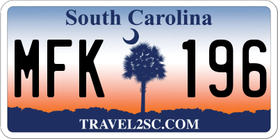 SC license plate MFK196