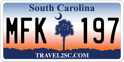 SC license plate MFK197