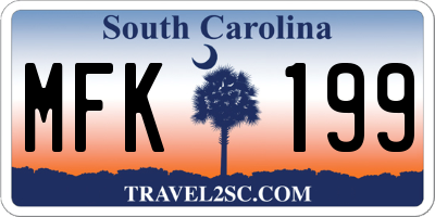 SC license plate MFK199