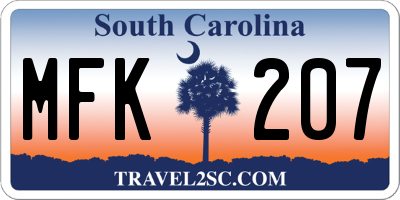 SC license plate MFK207