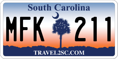 SC license plate MFK211