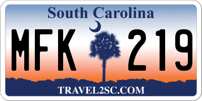 SC license plate MFK219