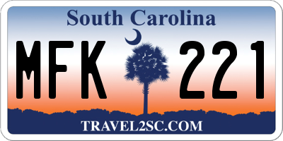 SC license plate MFK221