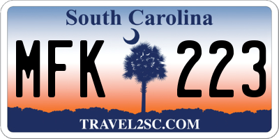 SC license plate MFK223