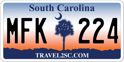 SC license plate MFK224