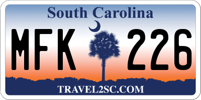 SC license plate MFK226
