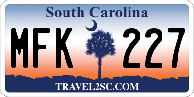 SC license plate MFK227