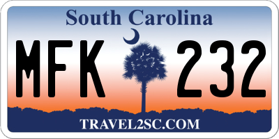 SC license plate MFK232