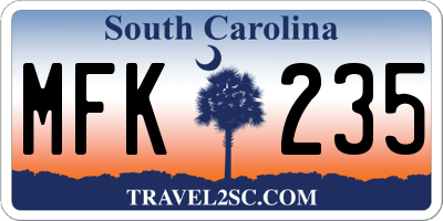 SC license plate MFK235